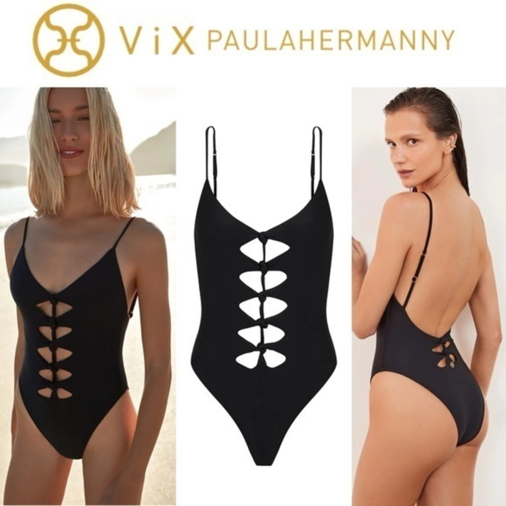 Vix Megan One Piece Swimsuit in Black Brazilian Cut sz S 278$